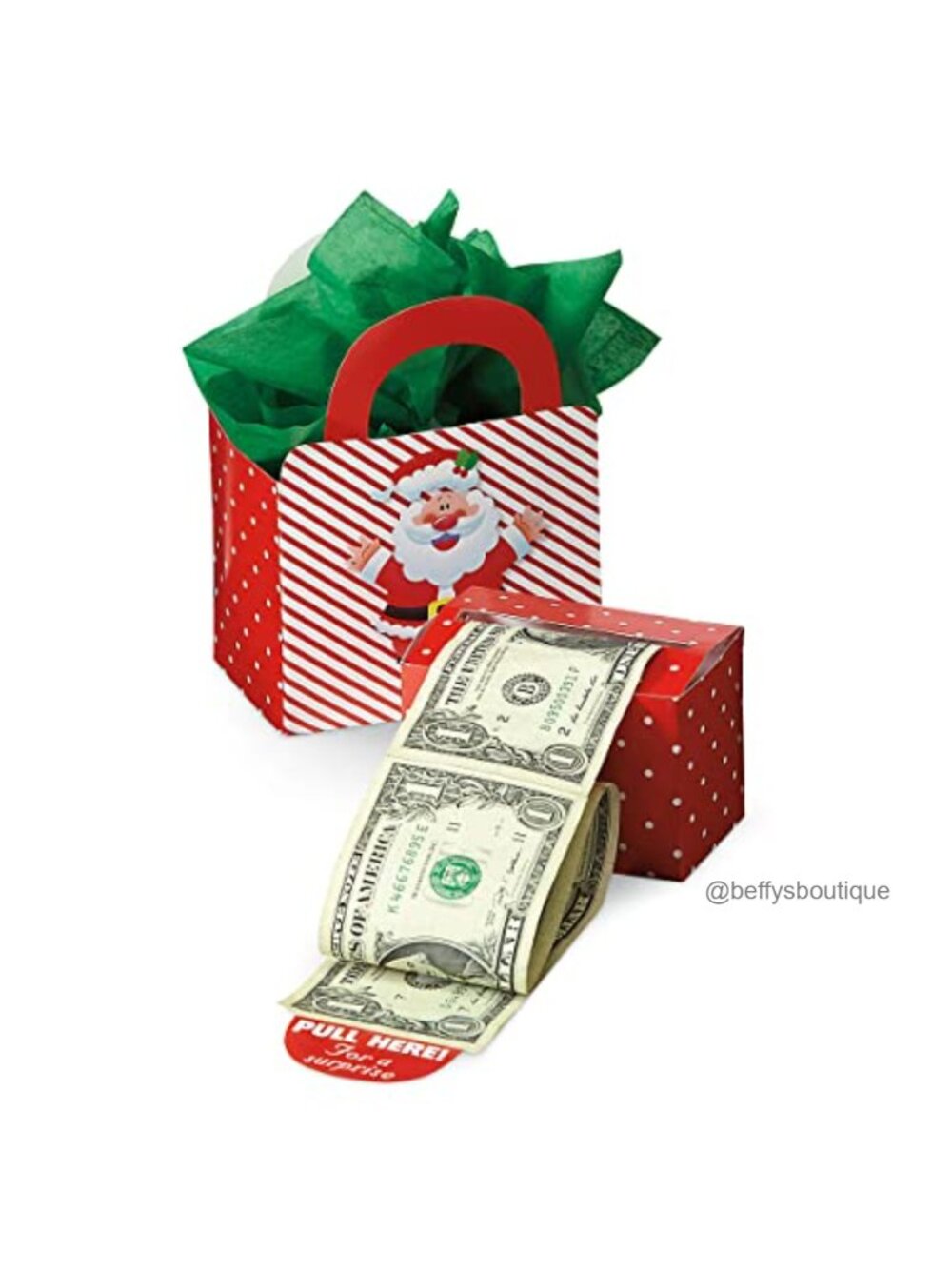 Christmas Santa Money Dispenser & Gift Bag Set with Adhesive Seals Holiday Cash